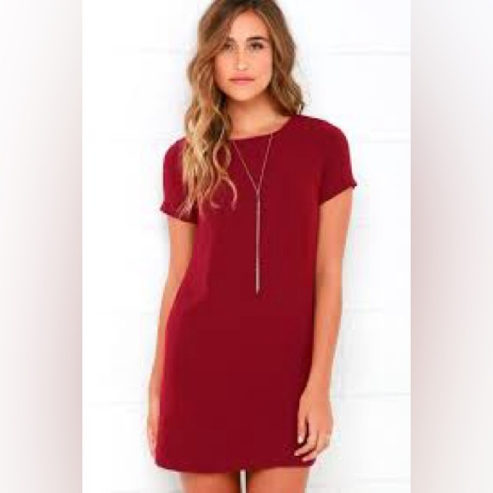 Cute Flirty Burgundy Wine Red Shift Dress Gold Zipper Party Date Night NWT‎
